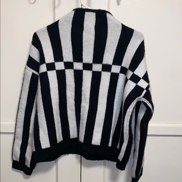 Mango Casual XS Black White Striped Turtleneck Sweater - Picture 3 of 11